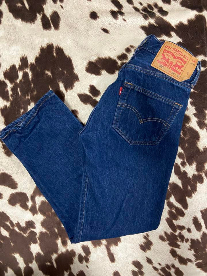 Vintage Levi's Men's 501 Denim Jeans Button Fly Dark Wash *29x30 - Deer Creek Mercantile
