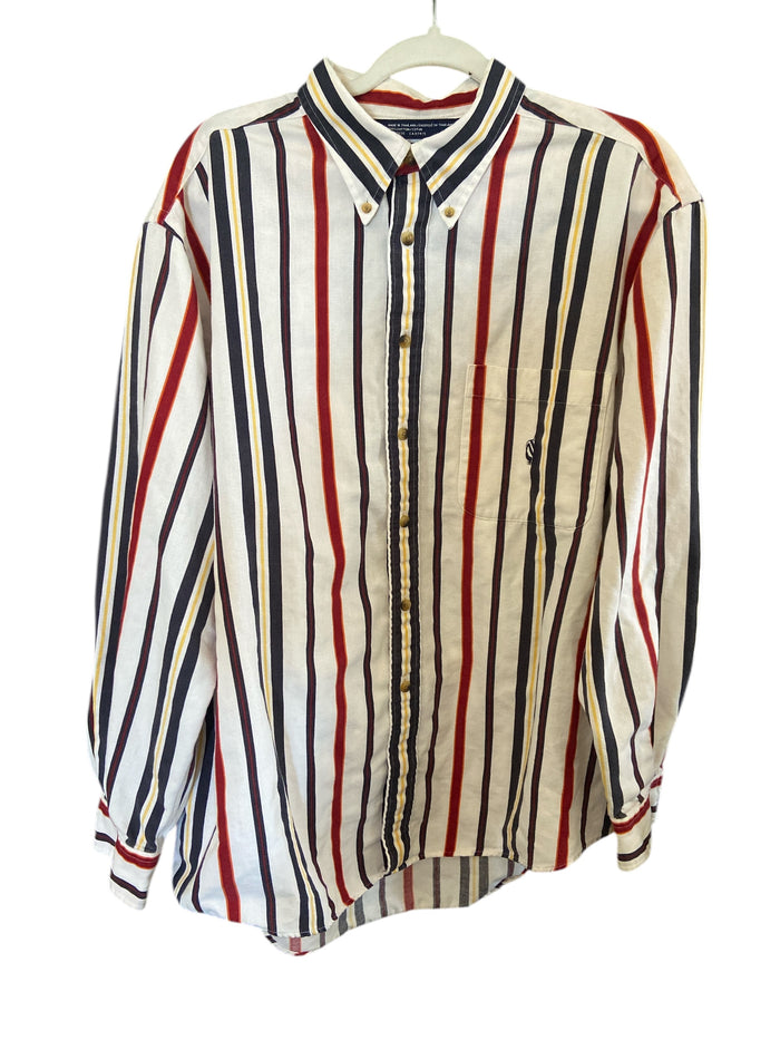 Vintage Nautica 90s Striped Button Up Shirt *Size XL - Deer Creek Mercantile