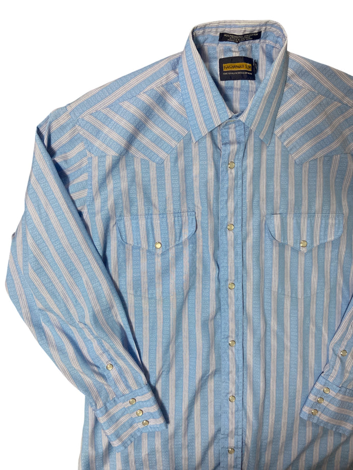 Vintage Panhandle Slim Blue Pearl Snap Shirt *16.5x34 - Deer Creek Mercantile