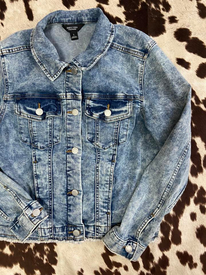 Vintage Simply Vera Wang Denim Jacket Acid Wash Size Small - Deer Creek Mercantile