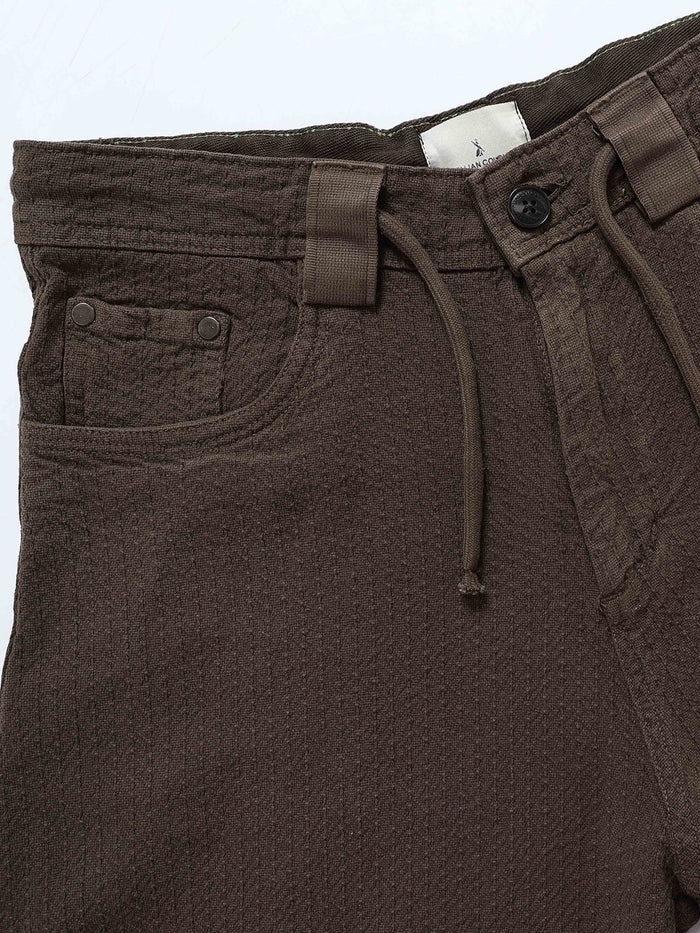 Brown Relaxed Fit Trousers for Men detail view - Weavon Relaxed Trouser by Italian Colony
