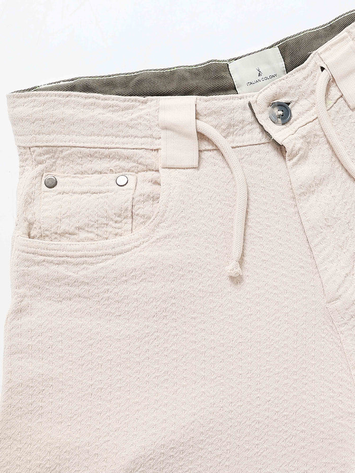 Cream Relaxed Fit Trousers for Men detail view - Weavon Relaxed Trouser by Italian Colony
