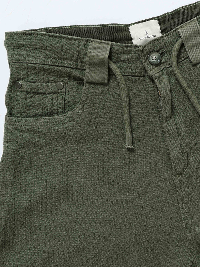 Olive Relaxed Fit Trousers for Men detail view - Weavon Relaxed Trouser by Italian Colony