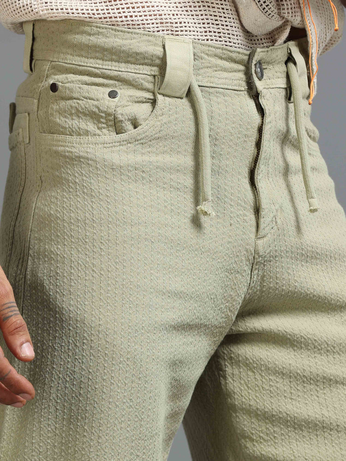 Pistachio Relaxed Fit Trousers for Men detail view - Weavon Relaxed Trouser by Italian Colony