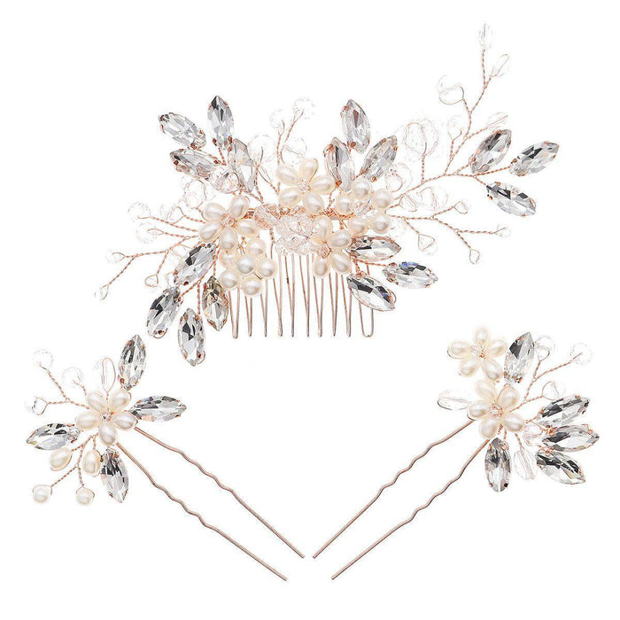 Wedding Hair Comb Pearl Forest Bride Hair Accessories Set of 3 734482274608 - COCOMELODY