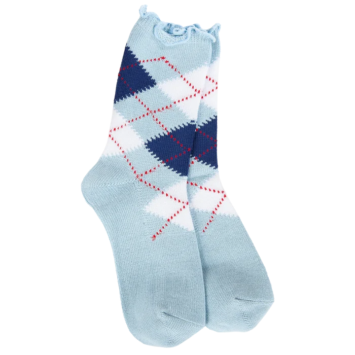 Weekend Argyle Ruffle Mini Crew