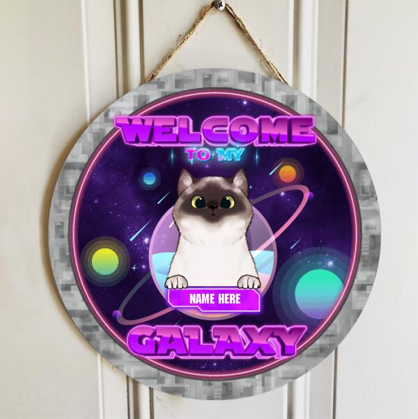 Welcome To Our Galaxy - Personalized Cat Door Sign