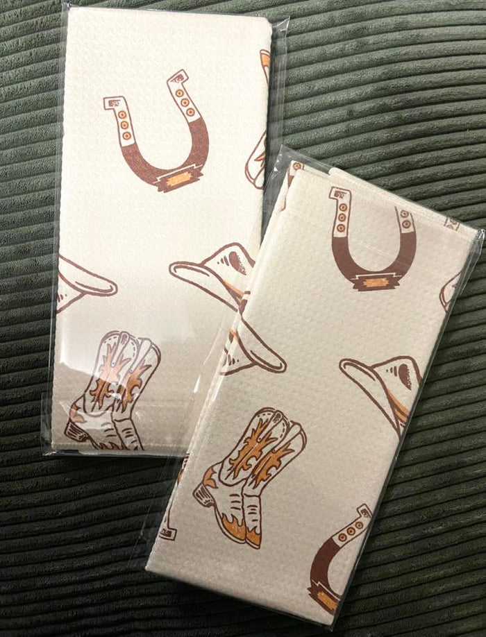 Western Horseshoe Boots Dish Towel - Deer Creek Mercantile