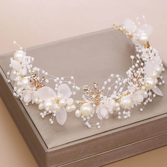 White bridal pearl Headpieces wedding accessories 609189851037 - COCOMELODY