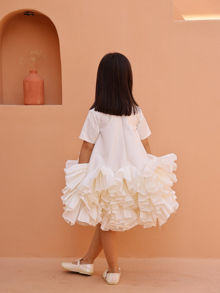 White Whispering  Ruffle Dress