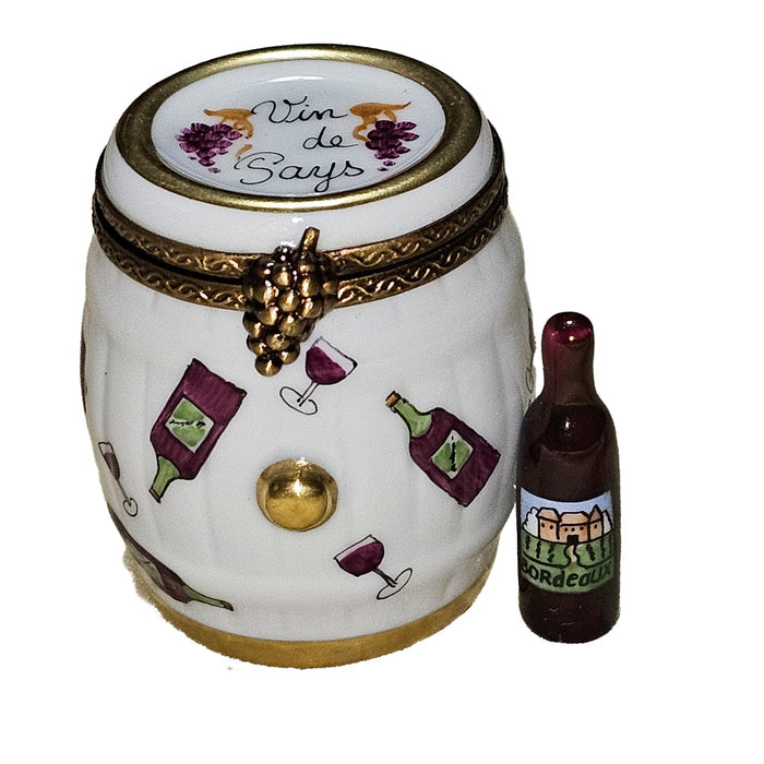 Charming Wine Barrel Limoges Box Porcelain Limoges wine French Trinket Box