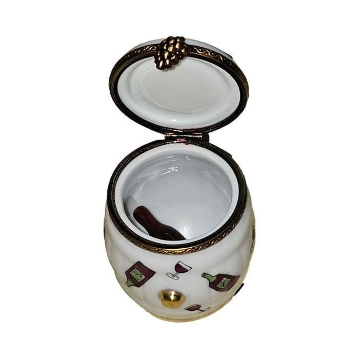 Charming Wine Barrel Limoges Box Porcelain Limoges wine French Trinket Box