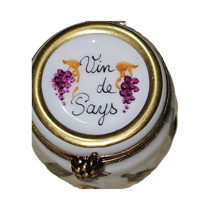 Charming Wine Barrel Limoges Box Porcelain Limoges wine French Trinket Box