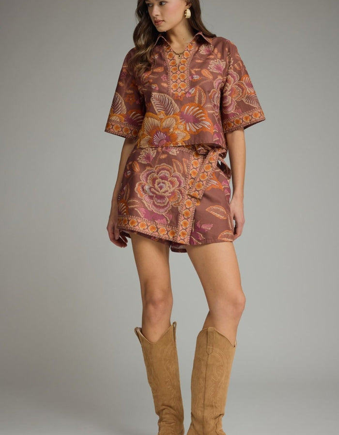 Women's Botanical Print Top