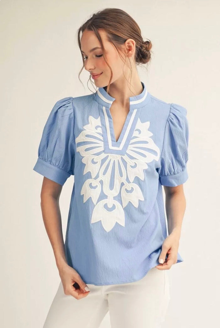 Women's Embroidered-Inspired Top