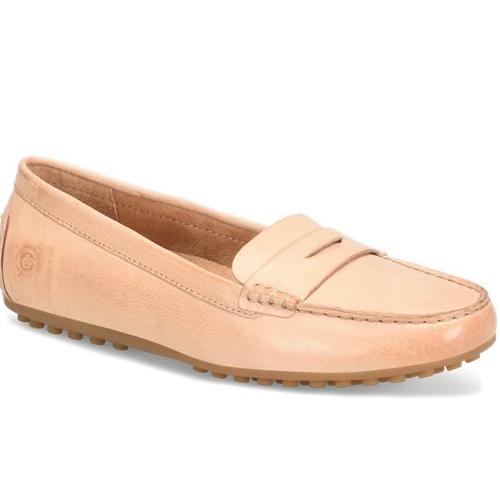 Beige loafer shoe on a white background