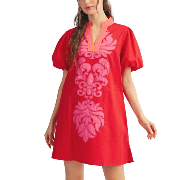 Women's Puff Sleeve Shift Dress