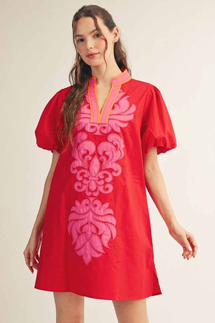Women's Puff Sleeve Shift Dress