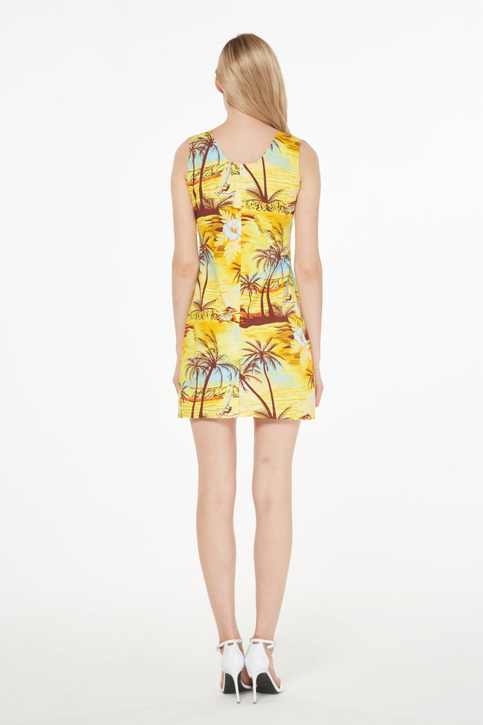 Women's Tank Fitted Dress in Dolphin Sunset Yellow