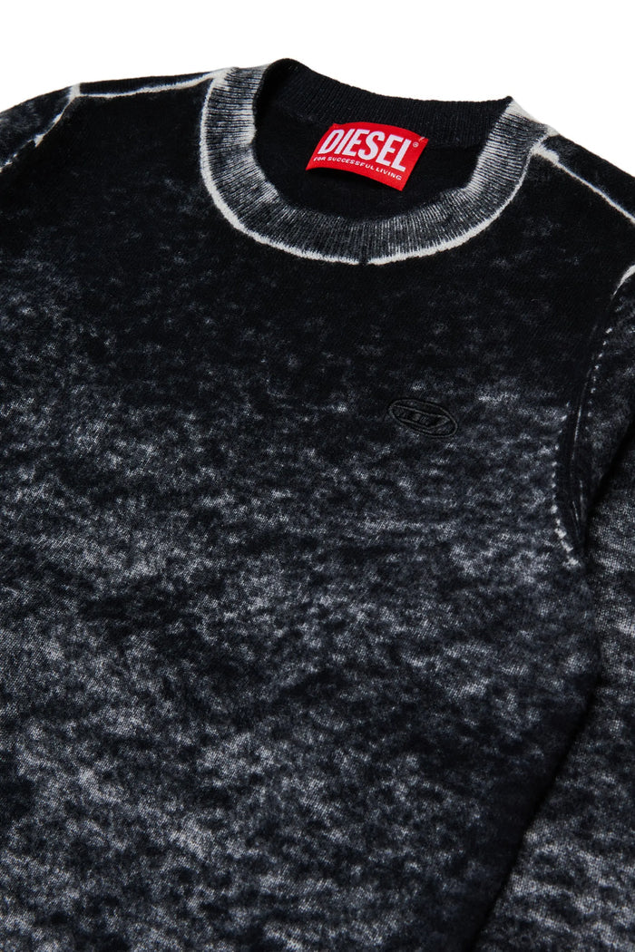 Wool-blend sweater with irregular colour effect