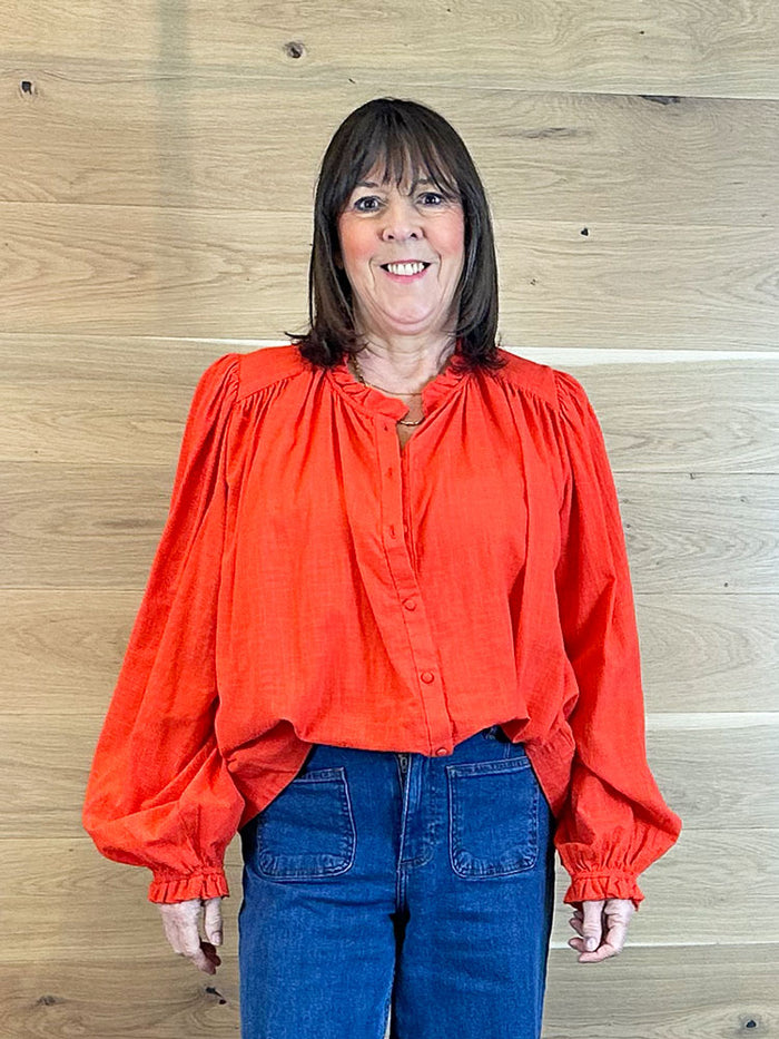 YAS Yasbreeze Long Sleeve Shirt Fiery Red