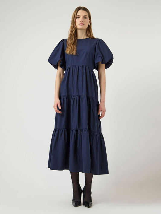 YAS Yascolea Short Sleeve Ankle Dress Navy Blazer