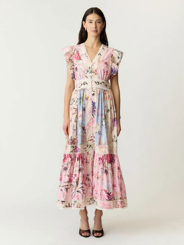 YAS Yasmessa Cap Sleeved Long Dress Ballerina Skyway