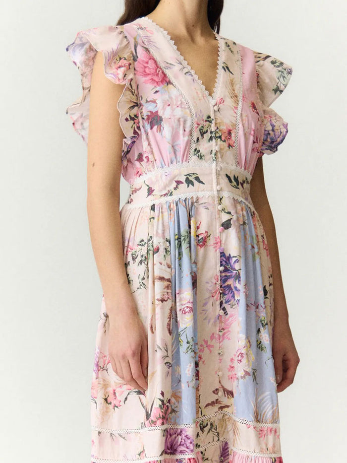 YAS Yasmessa Cap Sleeved Long Dress Ballerina Skyway