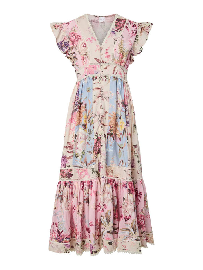 YAS Yasmessa Cap Sleeved Long Dress Ballerina Skyway