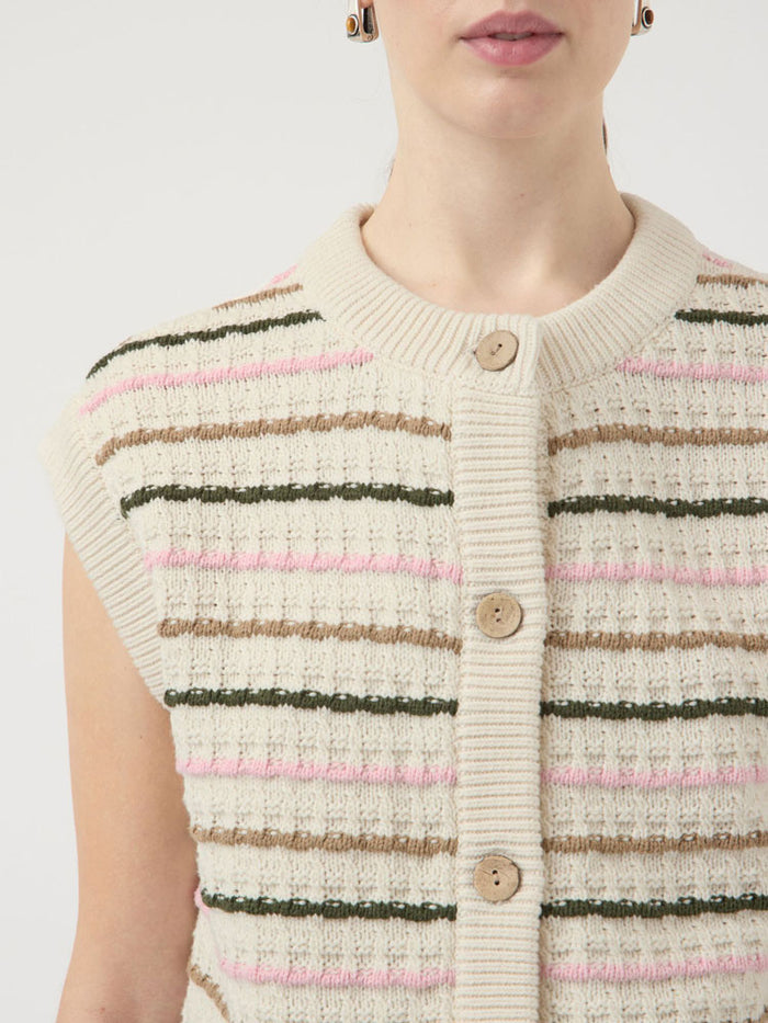 YAS Yasnilo Stripe Knit Vest Pristine