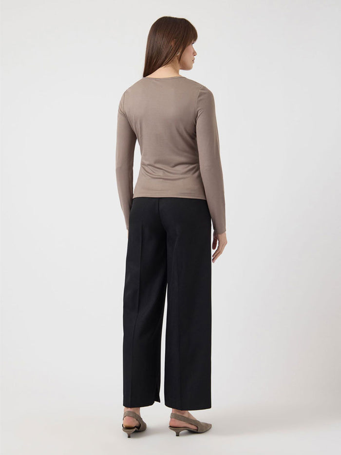 Yas Yaspaloma Long Sleeve Top Taupe Grey