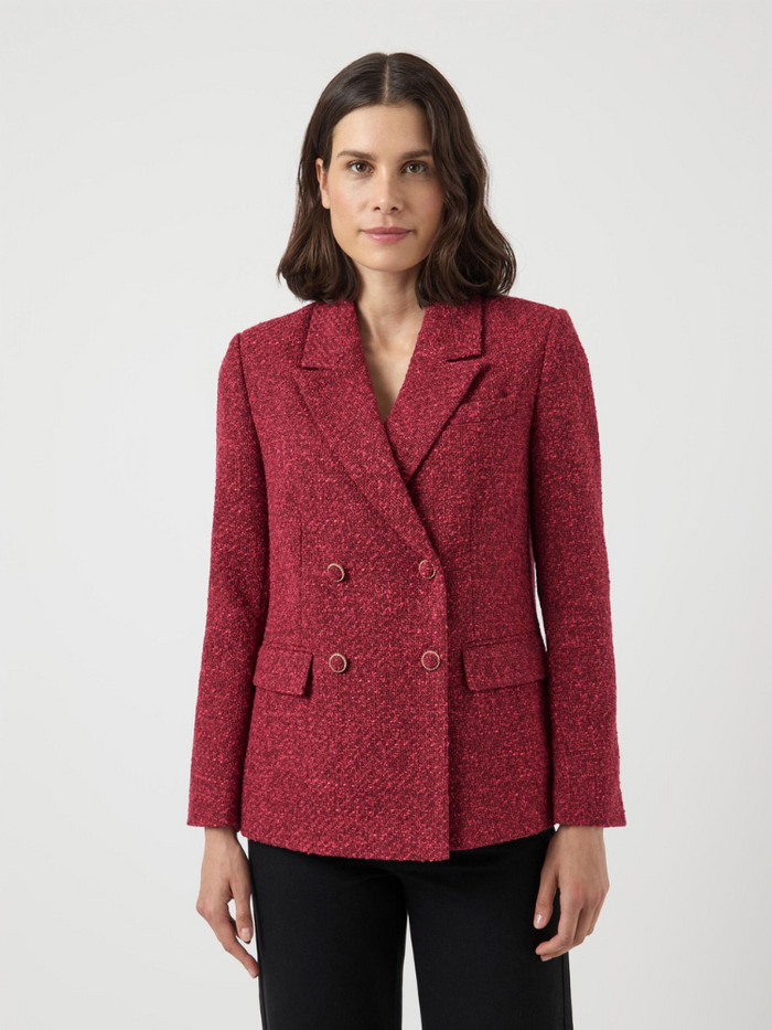 YAS Yaspetra Boucle Blazer Red & Pink
