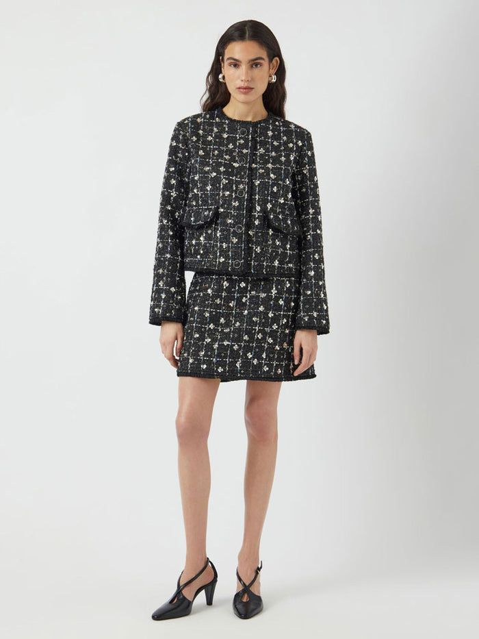 YAS Yasvalenda Tweed Sequin Jacket Black