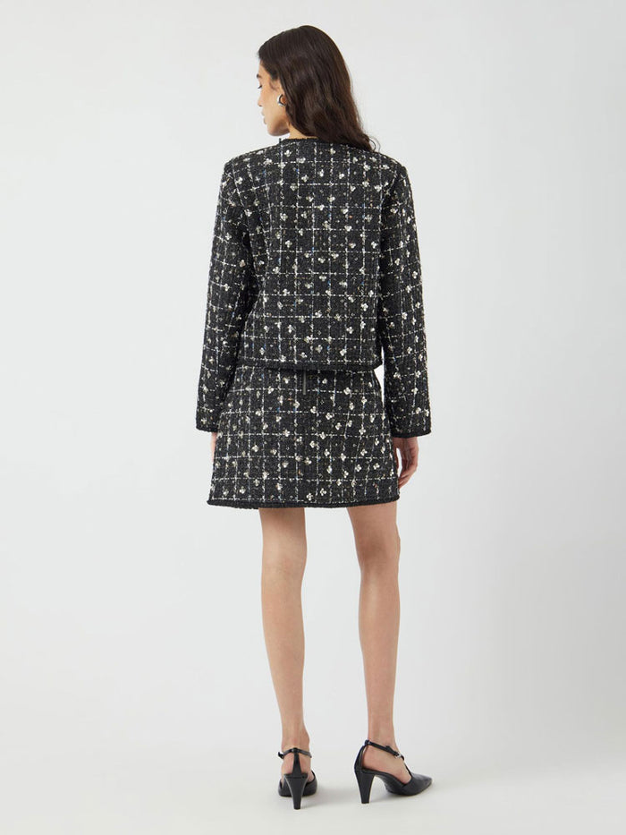 YAS Yasvalenda Tweed Sequin Jacket Black