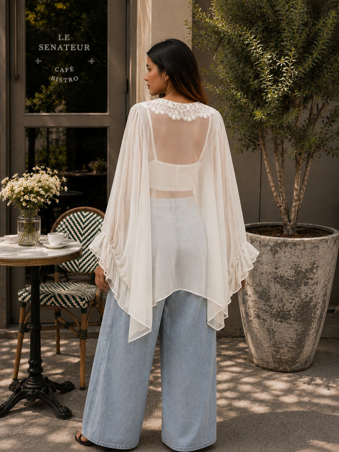 Yelena Lace Tie Up Top - Off White