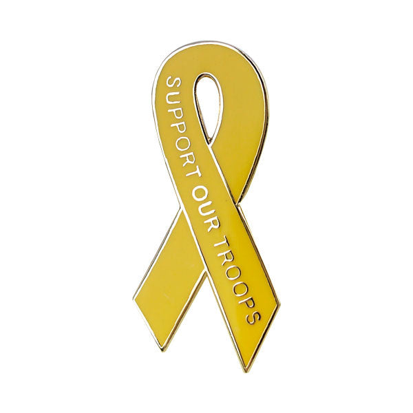Yellow Support Our Troops Ribbon 1 1/4" Lapel Pin Pins