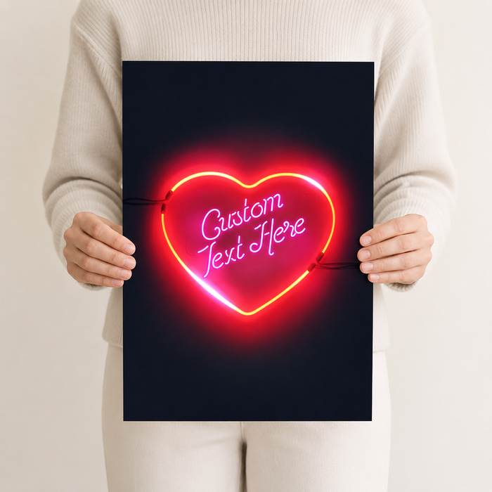 Your Words in a Neon Heart — Custom Love Print