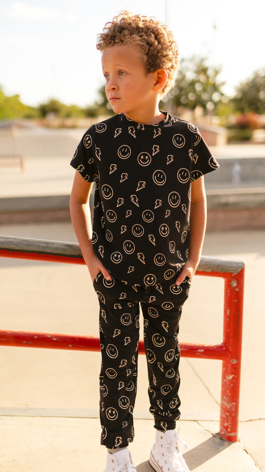 Youth Jogger Set In Electric Smilies