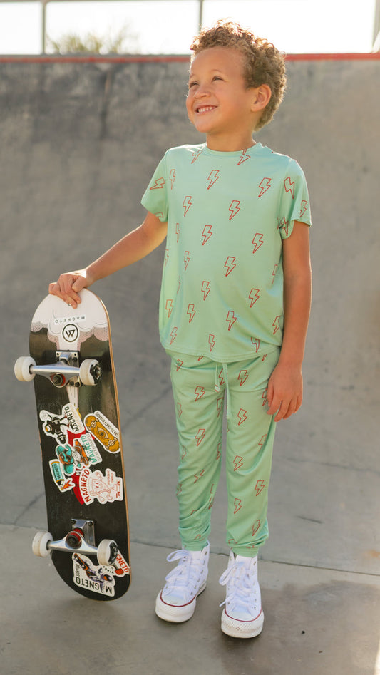 Youth Jogger Set In Teal Lightning