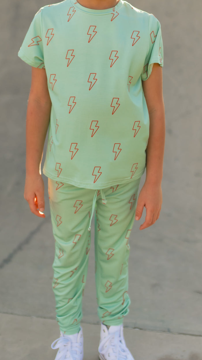 Youth Jogger Set In Teal Lightning
