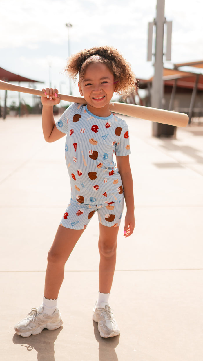 Youth Pajama short sleeve and shorts in Baseball