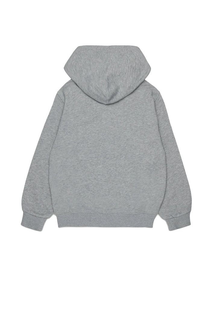 Zip-up hoodie with frayed logo letters