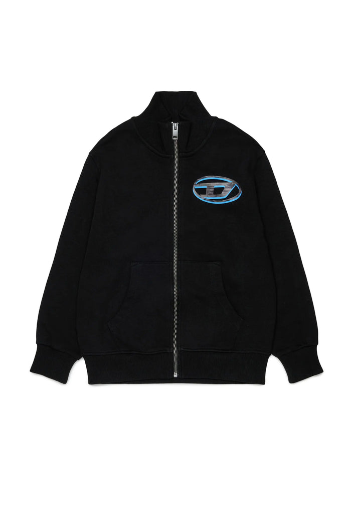 Zip-up sweatshirt with two-tone Oval D print