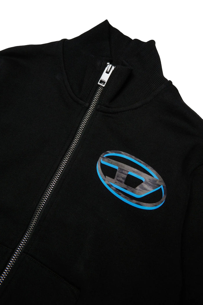 Zip-up sweatshirt with two-tone Oval D print