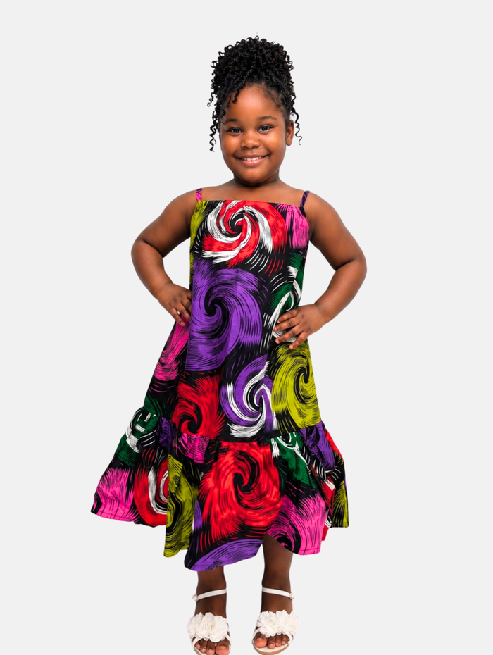 Zuri Swirl African Print Girls Dress