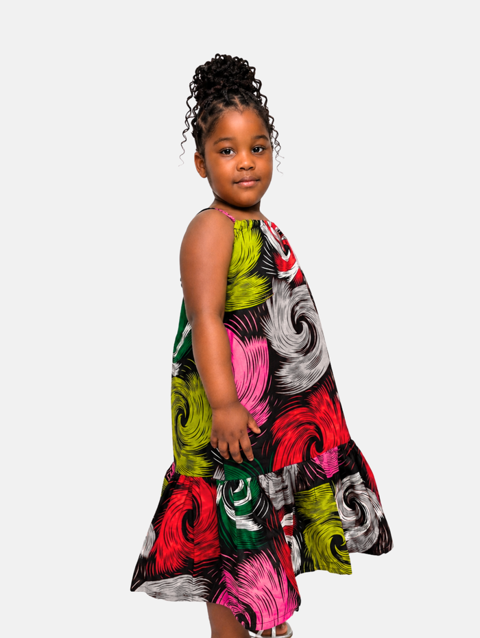Zuri Swirl African Print Girls Dress