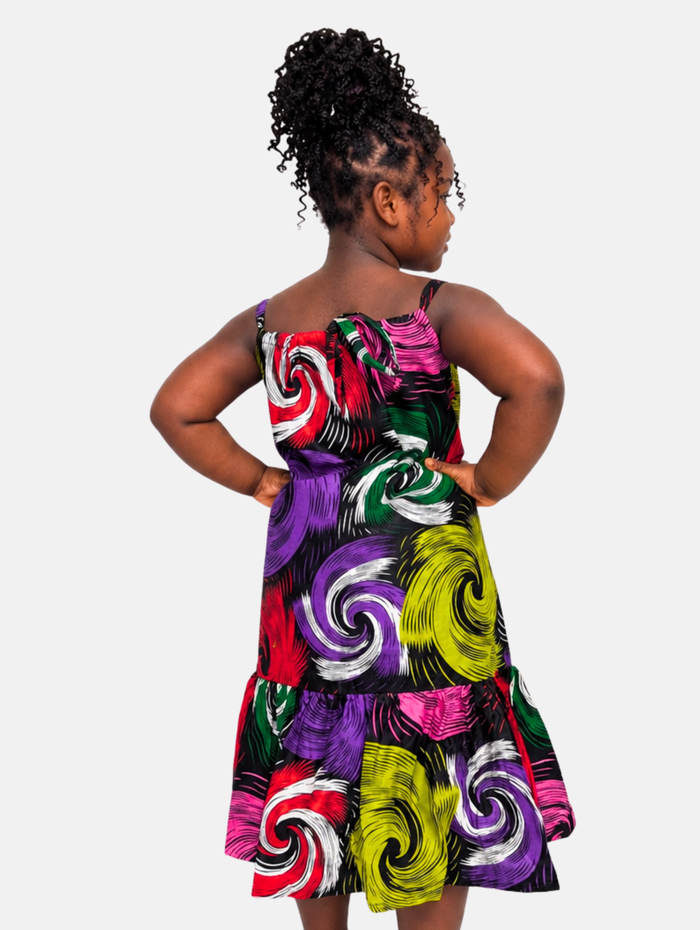 Zuri Swirl African Print Girls Dress